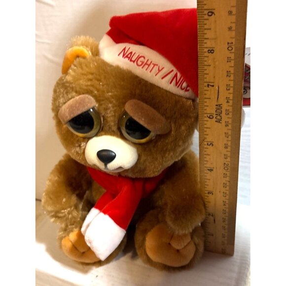 Feisty Pets Naughty Nice Teddy Bear Plush Stuffed Animal Santa Hat & Scarf 2015 - Picture 10 of 10